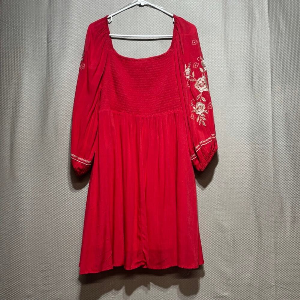 Savanna Jane Embroidered Boho Dress Women's Large NWT Coral Floral Long Sleeve - Picture 10 of 10